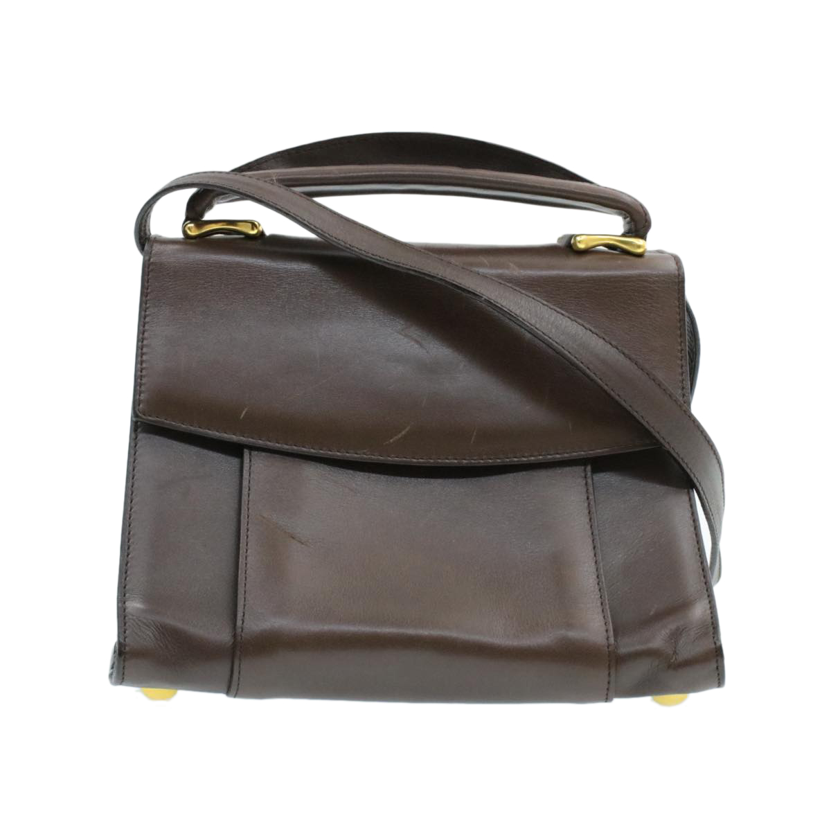 Celine Hand Bag Leather 2way Brown Auth Rd530